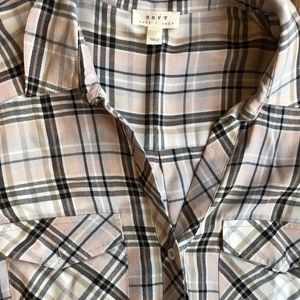 Joie pink plaid button up shirt